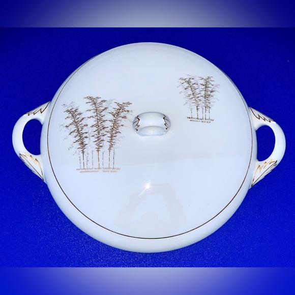 Vintage Discontinued Fukagawa Arita GOLD BAMBOO Handled Lidded Vegetable Bowl - Picture 7 of 12